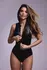 Christine Xenna Wetlook Bodysuit with 2-Way Zipper, Black, S/M