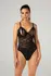 Christine Vesper Wetlook Bodysuit Black with Lace Elements Open Design