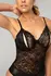 Christine Vesper Wetlook Bodysuit Black with Lace Elements Open Design