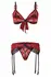 Vixson Bobbi 3-Piece Lace Lingerie Set with Adjustable Straps, Red