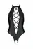 Passion Nancy Bodysuit Black Wetlook with Strap Design, One Size