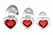 Glas Red Heart Gem Glass Plug Set - 3 Sizes, Decorative Base