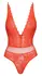Cottelli Fantasy bodi neon koral L/XL - čipka i til podesivi bodi