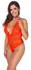 Cottelli FANTASY tanga bodi neon koral čipka S/M - podesive trake
