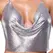Cottelli Accessories Srebrni Metalni Halterneck Crop Top Podesivi