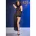 Chilirose CR 4853 Elegantna crna čipkana haljina sa rukavicama Set S/M