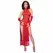 Chilirose CR 4853 Elegantna crvena čipkana duga haljina i set rukavica L/XL