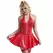 SUBBLIME 957728 Red Lace & Faux Leather Dress with Zipper S/M