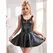 SUBBLIME Heart Zipper Faux Leather Dress Black S/M - Dizajn sa širokim naramenicama
