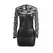 SUBBLIME 955595 Elegantna crna PU duga rukava čipkasta haljina S/M