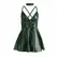 SUBBLIME 955441 Elegantna zelena haljina sa naramenicama i PU kožom L/XL