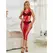 Subblime 952327 Elegantna duga crvena mrežasta haljina - One Size, lepršav kroj