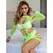 Subblime 952280 Zelena mrežasta haljina dugih rukava, One Size, elastični materijal