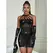 Subblime 952235 Black Fishnet Dress with Rhinestones, One Size