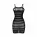 Subblime 951733 Black Fishnet Dress with Striped Design One Size