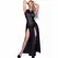 Chilirose CR 4685 Elegant Long Hooded Dress Black S - Brocade & Sheer Finish