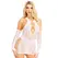 Leg Avenue Mini Dress & Glove Set Beli - Čipka, One Size, 2-Delni