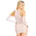 Leg Avenue Mini Dress & Glove Set Beli - Čipka, One Size, 2-Delni