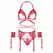 Leg Avenue Lace Cage Bra Set with Garter Belt & Accessories, Red, One Size