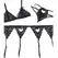 Subblime Lingerie Set L/XL - Black 3-Piece Bra, Garter Belt & Thong