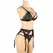 Subblime Lingerie Set L/XL - Black 3-Piece Bra, Garter Belt & Thong