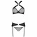 Passion Amanda S/M - Eco Leather Lingerie Set with Gold Accents
