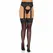 Leg Avenue Opaque Stockings with High Waist Lace Garter Belt One Size