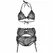 Leg Avenue Elegant Three-Piece Black Lace Set M - Bra, Panty, Garter Belt