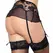 Queen Lingerie S/M Thong with Elegant Floral Embroidered Garter Belt