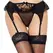Queen Lingerie Lace Thong and Garter Belt Black S/M Elegant Set