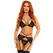 Leg Avenue Three-Piece Floral Lace Set Black Size M - Elegant Lingerie Ensemble
