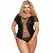 Subblime Queen Plus Crni Fetish Kratkih Rukava Čipkasti Teddy Bodysuit