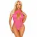 Leg Avenue Pink Čipkani Bodysuit - Crossover Halter, Jedinstvena Veličina