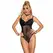 SUBBLIME 955618 Crni Čipkani Bodysuit S/M sa Podesivim Donjim Zatvaranjem