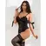 SUBBLIME 955496 Lace Bodysuit with Bows & Garters Black S/M