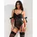 SUBBLIME 955496 Lace Bodysuit with Bows & Garters Black S/M