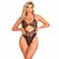 SUBBLIME Prozirni Čipkani Bodysuit Crna L/XL - Elegantan Šupljikav Dizajn