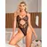 SUBBLIME 955212 Transparent Bodysuit Black Lace Hollow S/M