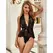 Subblime 930806 Elegant Mesh Bodysuit with Ruffles Black S/M