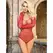 Subblime 952303 Sjajni Crveni Mrežasti Bodysuit Van Ramena One Size