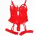 Subblime Teddy L/XL Red - Lace Garter Bodysuit with Strap Accents