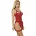 Subblime Red Teddy S/M - Lace Detail Bodysuit with Adjustable Garters