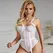 Subblime Teddy S/M Beli - Čipkasti Bodysuit sa Detaljem Podvezica