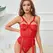 Subblime Teddy L/XL Crveni - Čipkasti Bodysuit sa Integrisanim Detaljem Podvezica