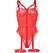 Subblime Teddy L/XL Crveni - Čipkasti Bodysuit sa Integrisanim Detaljem Podvezica