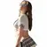 Subblime L/XL Školski Uniforma Set - Beli Crop Top & Karirana Suknja