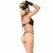 Chilirose CR 3882 Crni cipkasti bodi set sa rukavicama i povezom za oci S/M