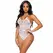 Leg Avenue Teddy Scroll Lace Seamless White One Size Open Back
