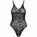 Leg Avenue Seamless Scroll Lace Bodysuit Black - Open Back, One Size