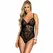 Subblime Teddy Floral Lace Fringed Bodysuit Black S/M
